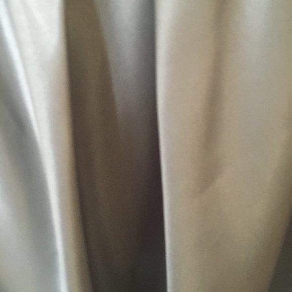 Bridal MOB Dress Silver Satin White Lace V-neck Dress Size 10 Medium - Picture 4 of 16